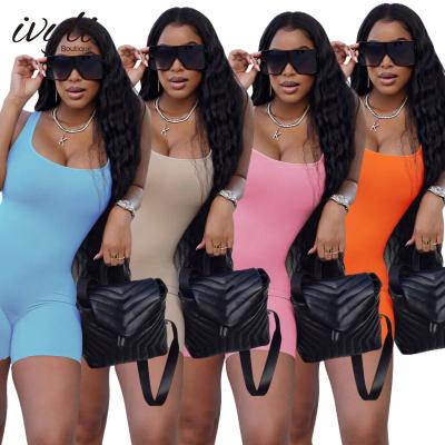 China European Women's 2022 Summer New Solid Colors Breathable And Beautiful Threaded Overalls Slim Black Vest Casual Basic Overalls for sale