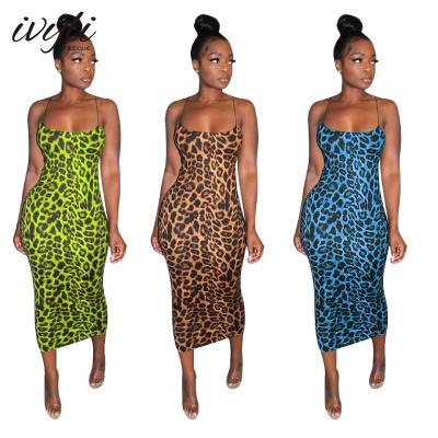 China OEM Breathable Women's Cutout Sexy Clothing Wholesale Cutout Leopard Print Leopard Dress Women Plus Size Sling Dress for sale