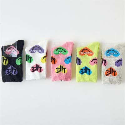 China Wholesale Autumn Winter Cotton Heart Socks Sporty Girls Used Socks Colorful Beautiful for sale