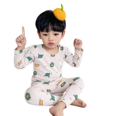 China Boys And Girls Customized Logo Thermal Pajamas Soft Home Wear Warm Round Neck Kids Sleepwear Cotton for sale