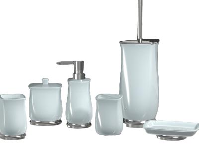 China Sustainable 6 Piece Custom Bathroom Accessory Set OEM/ODM Bathroom Sets Ceramic Bathroom Accessory Set for sale