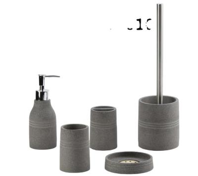 China Sustainable Hot Sale Home Decor Five-Piece Terrazzo Cement Bath Accessories Bathroom Set for sale