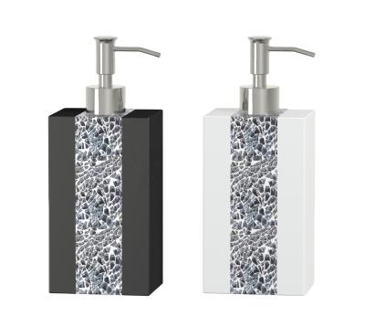 China Sustainable Mosaic Style Resin Lotion Bottle Bathroom Soap Dispensers With Broken Glass Decor for sale