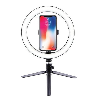 China Mini 26CM LED Selfie Ring Light Multi-Function Dimmable Ring Light for Camera Live Video Stream Makeup Youtube Mobile Phone Holder for sale