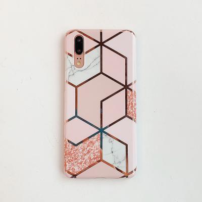 China LOVECOM Waterproof Plating Geometric Marble Phone Case For Huawei P40 Lite P30 P20 Lite Mate 20 Pro Back Cover IMD Shiny Soft Phone for sale