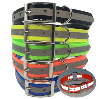 China Viable Day Glo Reflective Dog Collar, Waterproof TPU Coated Nylon Shock Rubber Dog Collar In Many Colors for sale