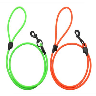 China Viable Round Neon Orange PVC Coated Nylon Dog Rope Leash, Custom Double Dog Leash Rope Manufacturer In China for sale