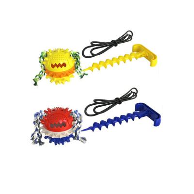 China Multi-Function Sustainable Interactive Feeding Link Dog Stake Dog Treat Ball Slow Rope Toys for sale