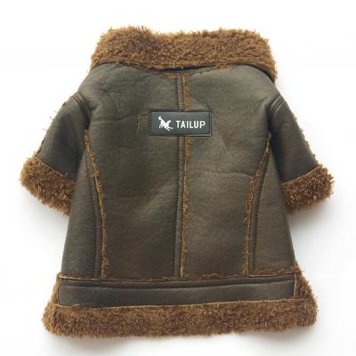 China Fashion Sustainable Comfort Small Dog Jacket, Warm Puppy Doggie Fur Apparel, PU Leather Pet Apparel Dog Jacket for sale