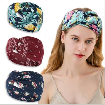 China European and American Style Designer Bohemia Printed Flower Headband and Headwrap Silk Turban Headband with Women for sale