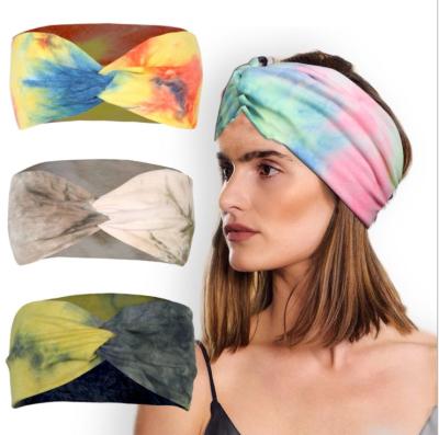 China European and American dot dyed knotted simple knot wave elasticity women's headband new style main bands for sale