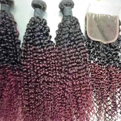 China Silky Straight Wave Ready To Ship 1B 99J / Burgundy Curly Extension Hair Bundles Brazilian Virgin Hair Vendors 9A 10A for sale