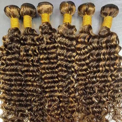 China Sale p4/27 Piano Silky Straight Top Color Deep Wave Extension Hair Bundles Brazilian Virgin Hair Vendors 9A 10A for sale