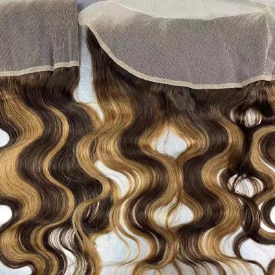 China Silky Wave Upright Piano Color 4/27 Mixed Color Straight Bundles Hair Extension For Wholesale Hair With Lace Headband for sale