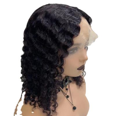 China Deep Wave Lace Front Wig T Type Headband 14 Inch Jerry Wave Bob Wig Pixie Cut Bob Wig For Sale for sale