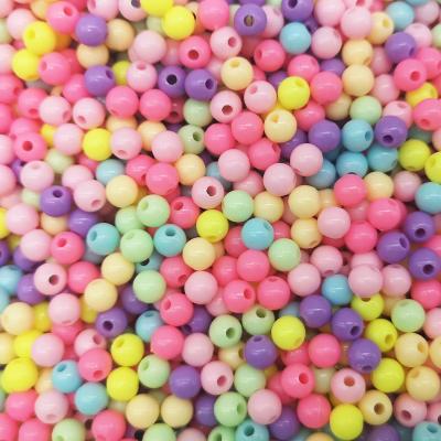 China Jewelry Making 100pcs Mix Plastic Spacer Matched Beads Rainbow Colored Acrylic Round Beads Acrylic Beads 6mm for sale