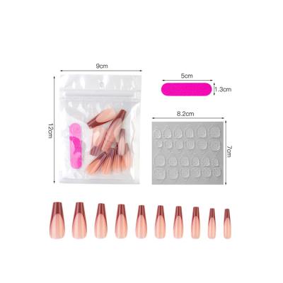 China 20pcs Long Ballet Nail Reusable Sharp French Coffin Fake Nail False Press On Nails Sets With Nail File And Jelly Gum for sale