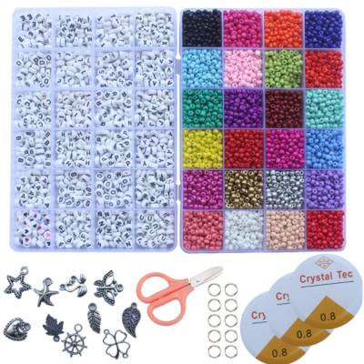 China Safety 5000pcs DIY Rice Beads Glass Seed Beads Alphabet Beads Set for sale