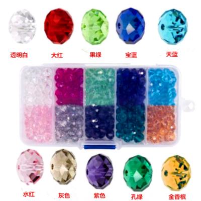 China Safety 10 Color DIY Handmade Beaded Crystal Flat Wheel Glass Beads In Box for sale