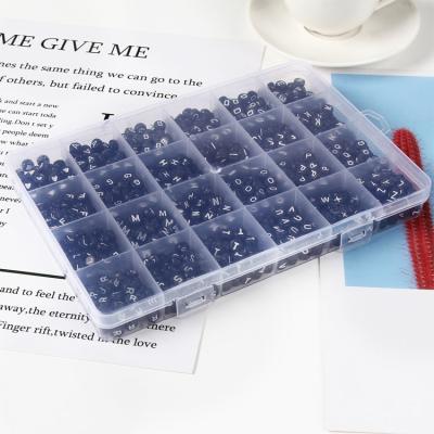 China Safety 1200pcs Beads DIY 24 Grid Box Acrylic Letters Beaded Letter Necklace Set for sale