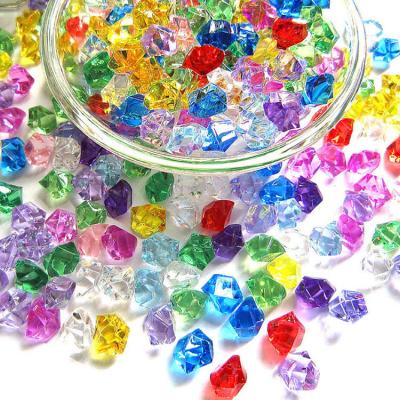 China 18*15mm Transitional Diamond Ice Clear Cube Fake Ice Acrylic Crushed Plastic Crystals Colored Acrylic Ice for sale