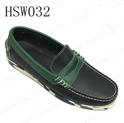 China ZK Comfortable Leather Insole, Fashion Loafer Colorful Rubber Sole Shoes Boat Mask HSW032 Pure Leather Green Shoes for sale