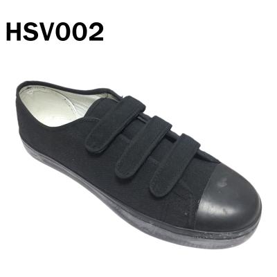 China XM, Factory Wholesale Jail Shoes Without Shoe Lace Up Black Vulcanized Canvas Sneakers HSV002 38-47 for sale