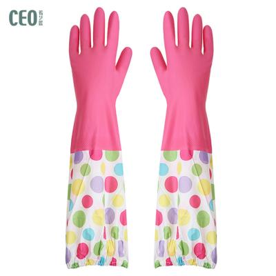 China Double Layer Durable Latex Gloves Extra Long Warm Rubber Gloves For Kitchen Cleaning for sale