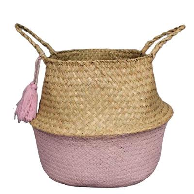 China Viable Handmade Flower Basket Storage Basket Natural Fiber Rope Rainfall Flower Pot for sale