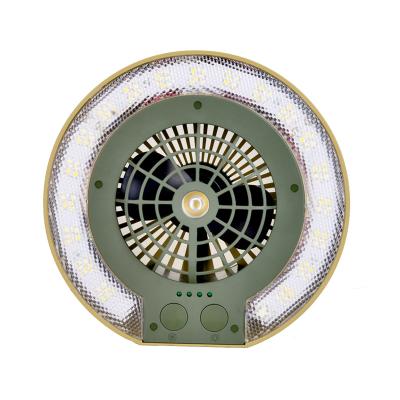 China New design outdoor camping LED portable fan/LED fan/power fan lights built-in battery USB camping lights used as power bank for sale