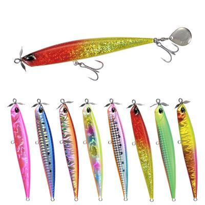 China Vivid ABS 110mm Pencil Fishing Lures With Propeller Sea Bass Hard Plastic Baits Pesca Fishing Sinking for sale