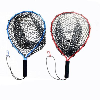 China Other Wholesale Silicone Fly Fish Landing Aluminum Collapsible Nets Hand Fish Catching Nylon Landing Net for sale