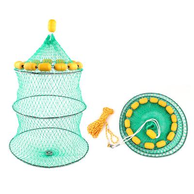 China Other 3 Layers Shrimp Trap Fishing Net Outdoor Portable Folding Fishing Baskets With Floating for sale