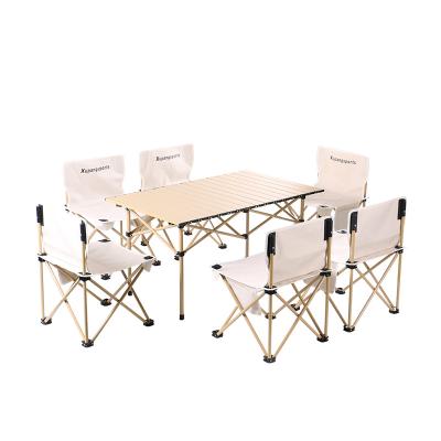 China Other Aluminum Alloy Custom Durable Mountain Folding Omelet Table Outdoor Portable Picnic 7-Piece Chair and Table Set for sale