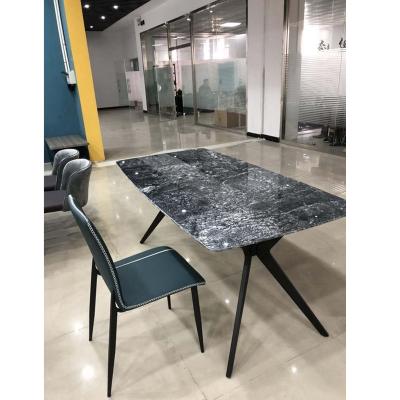 China Convertible Single Rectangular Modern Marble Agglomerated Stone Dining Table Household Family Room Restaurant for sale