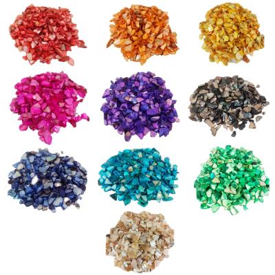 China Europe Irregular Shape Natural Crushed Shells 4-10 Mm Size Colored Mother Of Pearl Shells For Vase Filter DIY Opens for sale