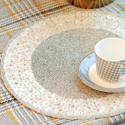 China Pearl Shell Place Mats Eco-Friendly Stocked Wholesale Table Mat Mother Place Mats With Pearls for sale