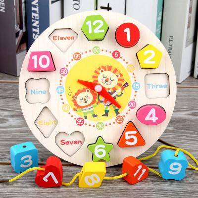 China The cartoon Toy Creative Wooden Digital Clock matching building block early education alarm clock educational children's toys for sale