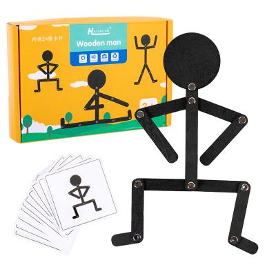 China Early Educational Toys Creative Cartoon Toy Model Sports Wooden Man Children's Intellectual Enlightenment Wooden Toys for sale