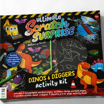 China High quality and fashionable erasing the scratch toys dinosaur scratch.colorful folding.children paper entertainment for sale