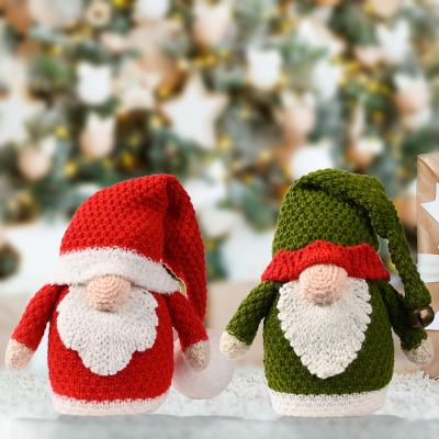 China New Cozy Knit Toy Cute Rudolph Christmas Ornament With Christmas Fluffy Gnome Ball Faceless Doll For Decoration for sale