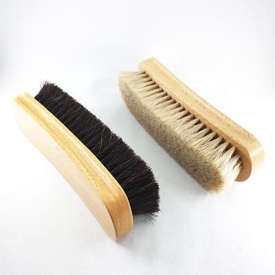 China Pig Leather Wooden Shoe Suede Horse Cleaning Hair Brush for sale