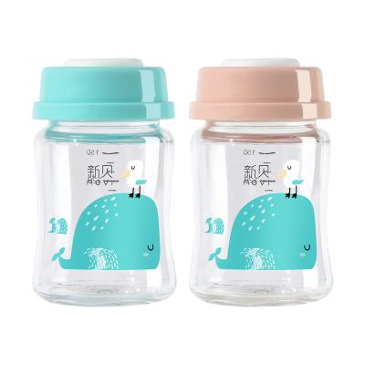 China BPA Free Glass Storage Container 150ml Baby Food Baby Breast Milk Material Storage Bottles 2Pcs for sale