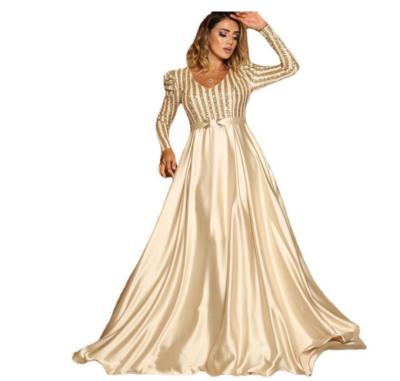 China Anti-static gold long dress for women party dropshipping for sale