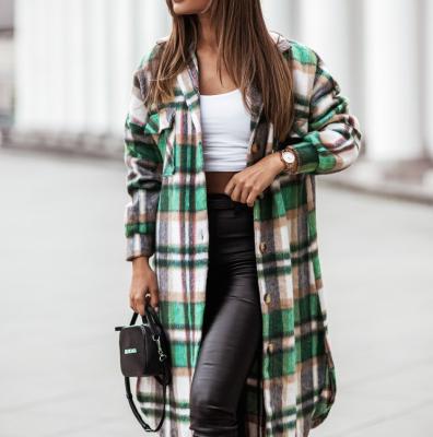 China 2021 Anti-wrinkle print check lapel coat high street cross fashion checked women's coat for sale