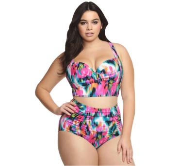 China Dropshipping 2021 Breathable Plus Size Two Pieces New Style Swimsuit Bikini High Waist Swimsuit For All Plus Size Women In Europe And USA for sale