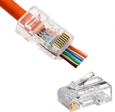 China EZ Network Cabling System Pass Through RJ45 Socket Connector for UTP Cat5e LAN Cable Connector for sale