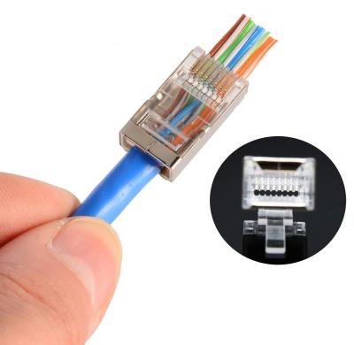 China EZ CAT5E ftp network cabling system pass through RJ45 socket connector for LAN Cable Connector for sale