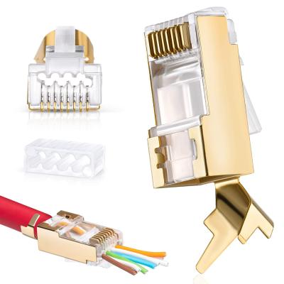 China CAT6A/CAT7 EZ ftp network cabling system pass through RJ45 jack connector for network cabling for sale