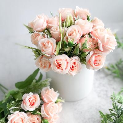 China Wholesale 30cm Eco-friendly Rose Pink Silk Artificial Flowers Wedding Decorative Flower Bouquet Decoration Home Wedding for sale